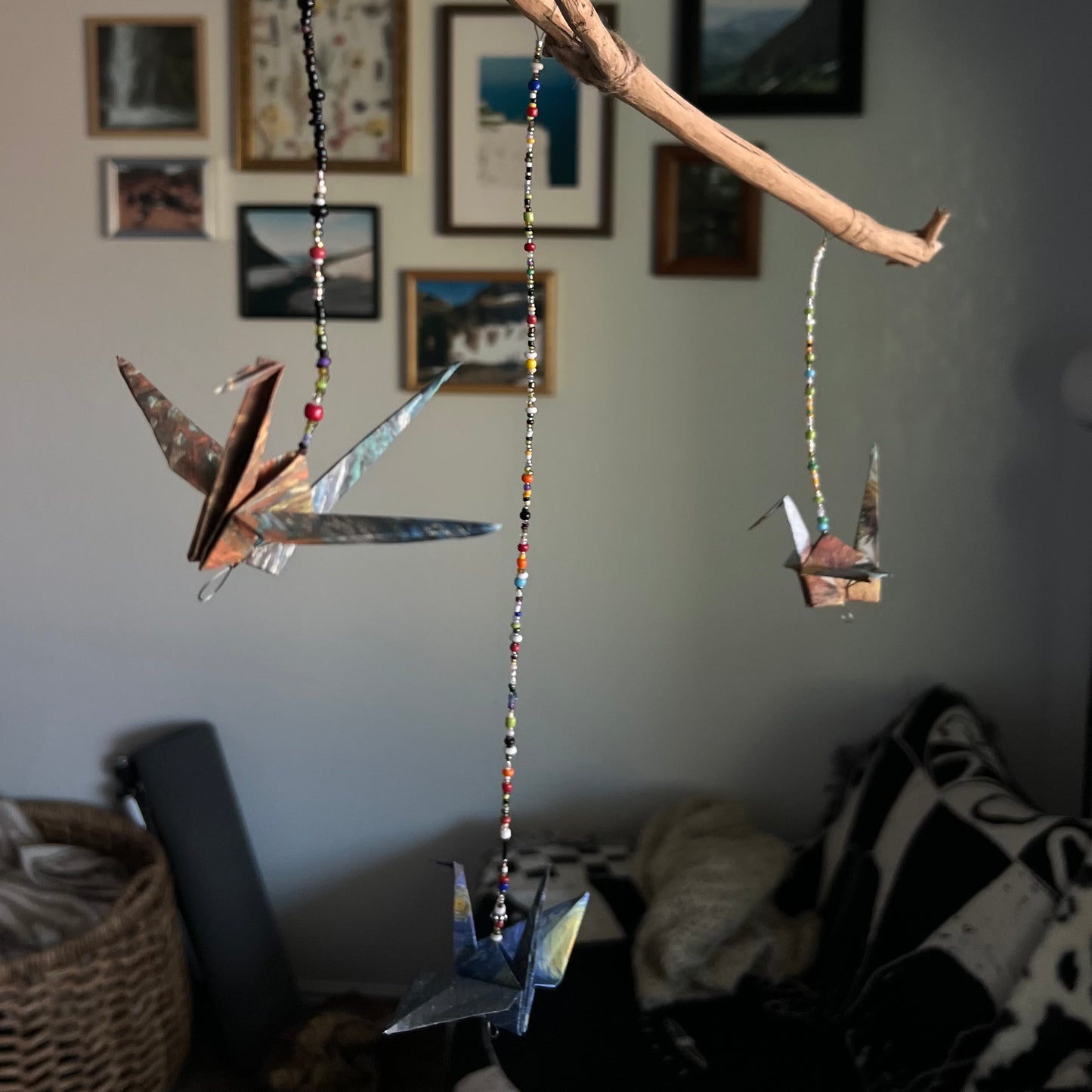 driftwood crane mobile