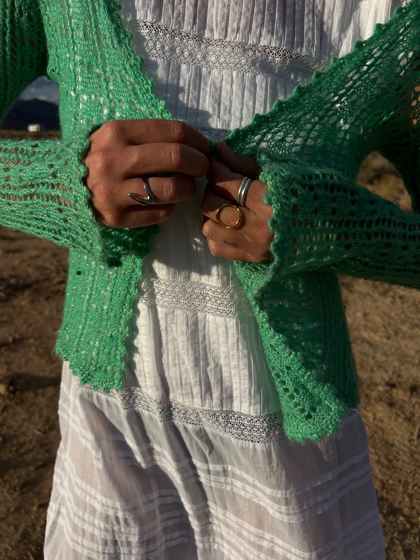 silver speckled cardigan