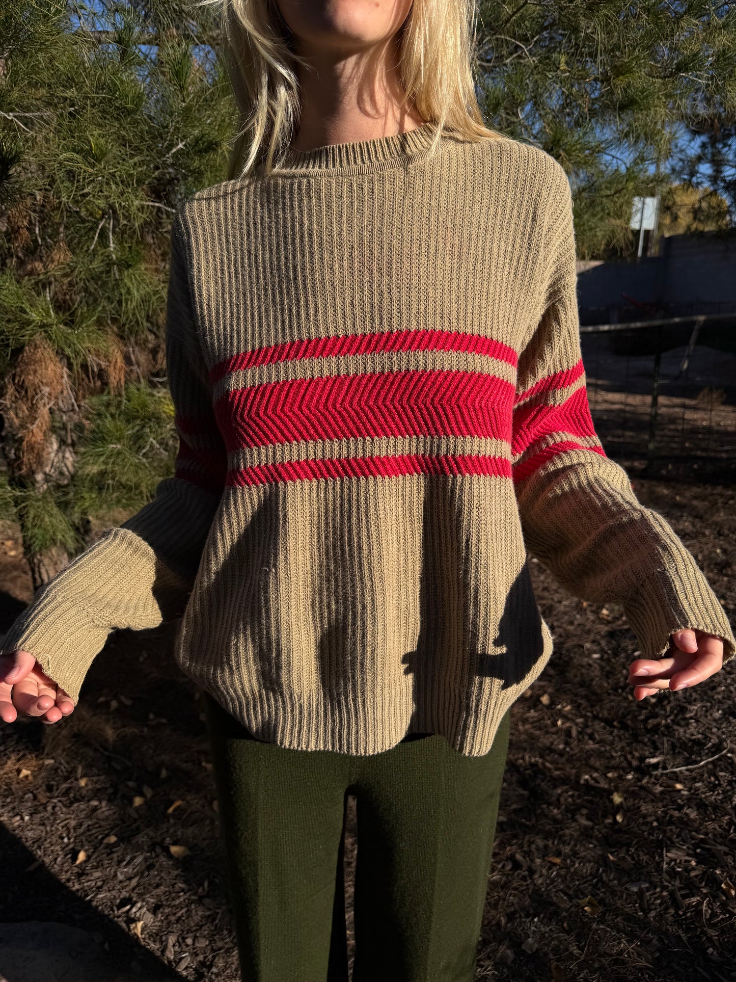 red stripe sweater